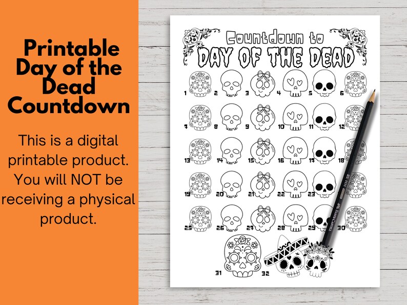 Printable Day of the Dead Countdown/ Dia De Los Muertos Cuenta ...