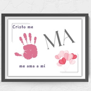 Spanish handprint art, Christian Preschool activities, handprint craft, Spanish Christian valentine, Jesus loves me, Cristo me ama, Sunday