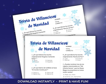 Spanish Christmas Carol Trivia, Christmas Song Trivia Game, Spanish Christmas Party Game, Trivia de Villancicos de Navidad, Trivia Navideña