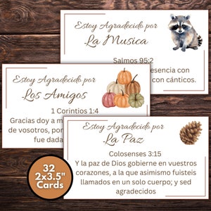 Je suis reconnaissant pour les cartes de versets bibliques en espagnol, les cartes de gratitude de Thanksgiving en espagnol, les cartes de remerciement, les cartes d'écritures espagnoles