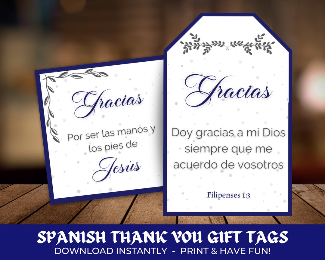 Thank You Gift Tags in Spanish, Christian Appreciation, Volunteer Appreciation, Hands and Feet