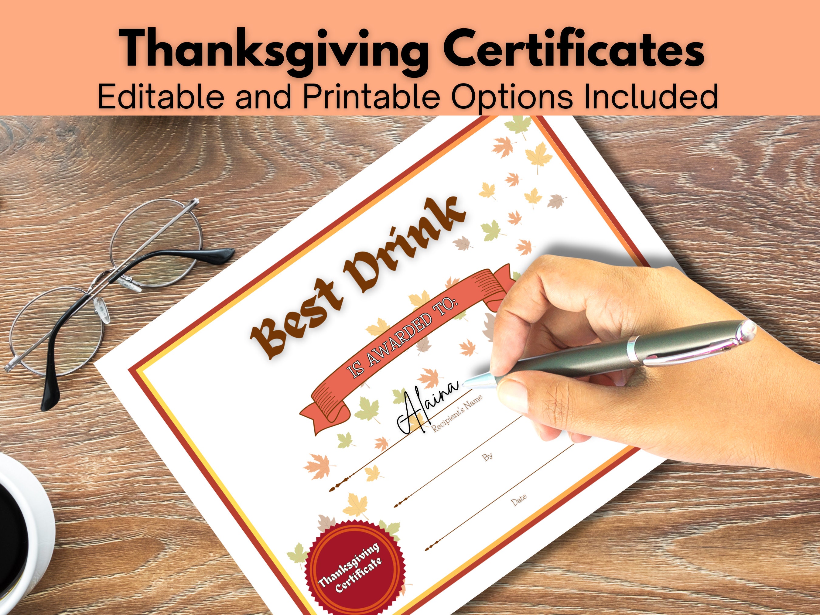 Editable Dinner Certificate, Certificate of Achievement, Certificate of