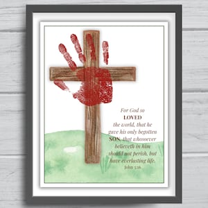 Christian easter handprint craft art, Religious craft for kids toddler baby, Preschool activity, Sunday school, John 3:16, Jesus Empty Cross
