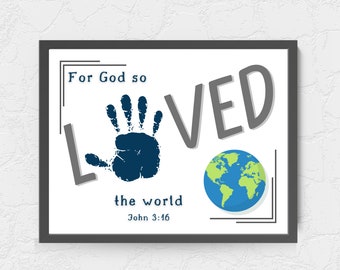 John 3:16 handprint art, Christian Preschool activities, handprint craft, Sunday School craft, Christian valentine, my first valentine