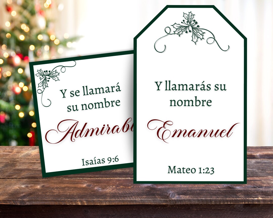 Names of Jesus Gift Tags in Spanish, Christmas Gift Tags, Names of