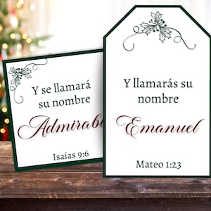 Etiquetas para presentes com nomes de Jesus em espanhol, etiquetas para presentes de Natal, etiquetas com nomes de Cristo, Nombres de Jesus Etiquetas, Nombres de Cristo