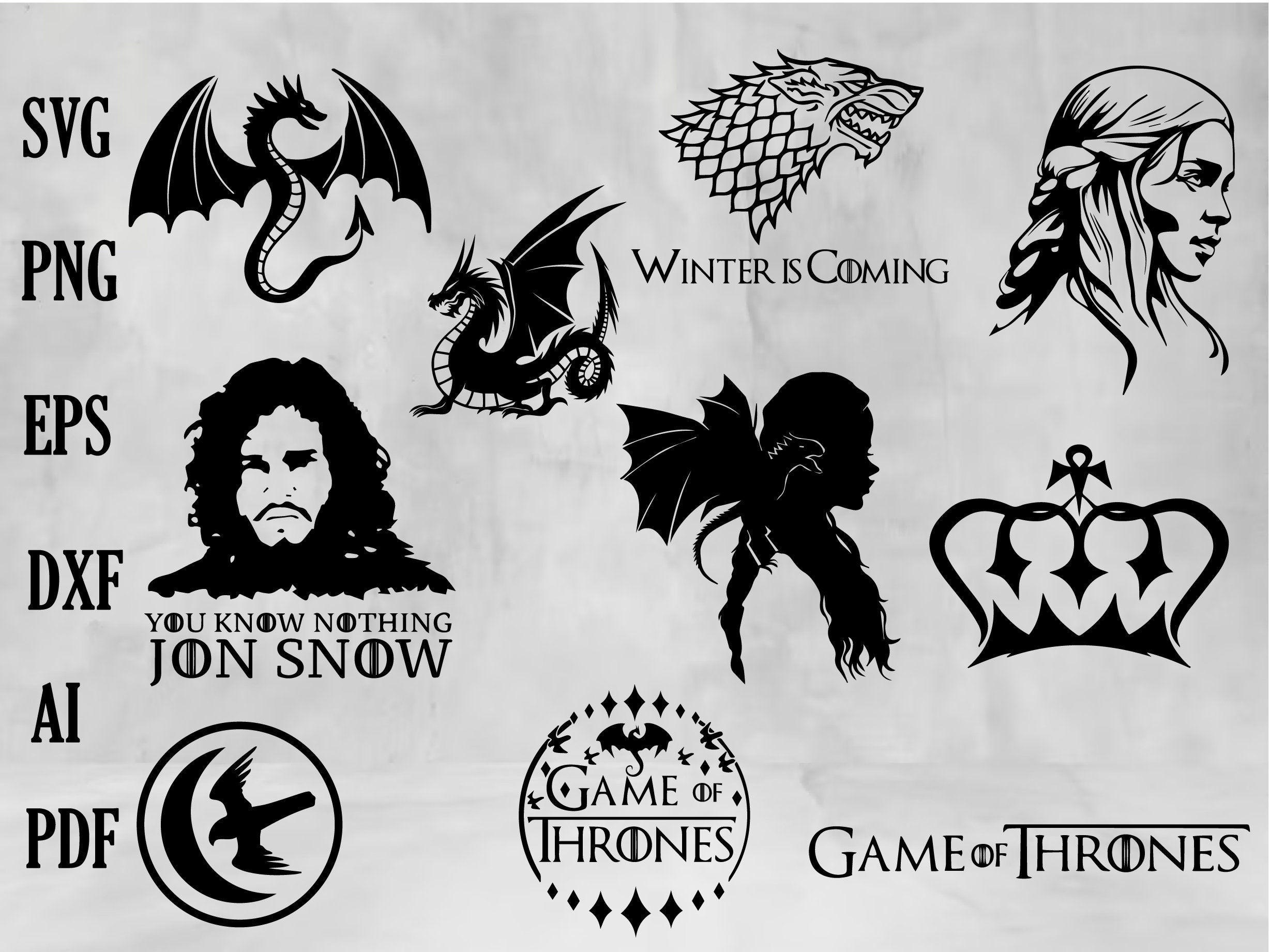 Game of thrones logo SVG cutting files for Cricut and Silhouette Cameo -  GOT logo png clipart - Game of thrones dxf vector files