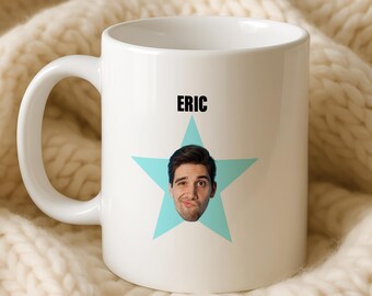 Custom Name Mug with Face Photo,Personalized Office Star Face Mug, Funny Coffee Cup for Office, Custom Face Mug for Coworker,Gift for Friend