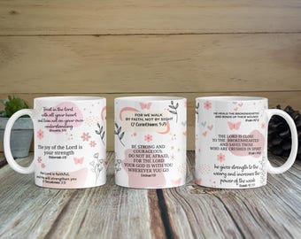 Watercolor Motivational Mug, Floral Christian Coffee Cup, Religious Tea Cup, You're Enough Mug, Self Love Cup Gift, Bible Verse Mug
