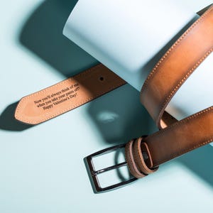 Men's Leather Belt, Full Grain Leather Belt, Custom Belt for Special Dates, Leather Accessory Gift, One Year Anniversary Gifts for Him