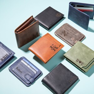 Cartera de cuero personalizada, Cartera de hombre personalizada, Regalos para hombres, Regalo grabado para novio, Cartera de escritura a mano para él, Regalo del Día del Padre