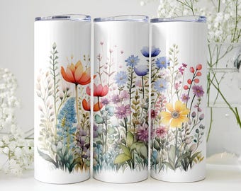 Vaso térmico Wildflower Twist, vaso delgado floral de 20 oz para novia, regalo para dama de honor, lindo vaso para cumpleaños, vaso para nueva mamá