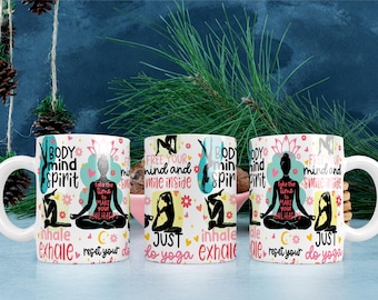 Yoga Coffee Mug, Motivational Coffee Cup, Tea Mug for Yogi, Chakra Mug for Yoga, Mediation Coffee Cup, Spiritual Hot Cocoa Mug,Cute Mug Gift