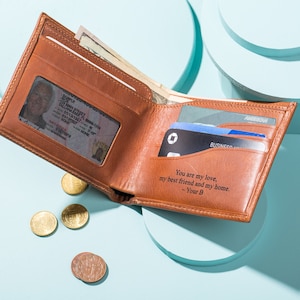 Portefeuille fin personnalisé en cuir pour homme, portefeuille en cuir personnalisé pour homme, cadeaux d'anniversaire pour papa, cadeaux à personnaliser pour lui, cadeau pour lui