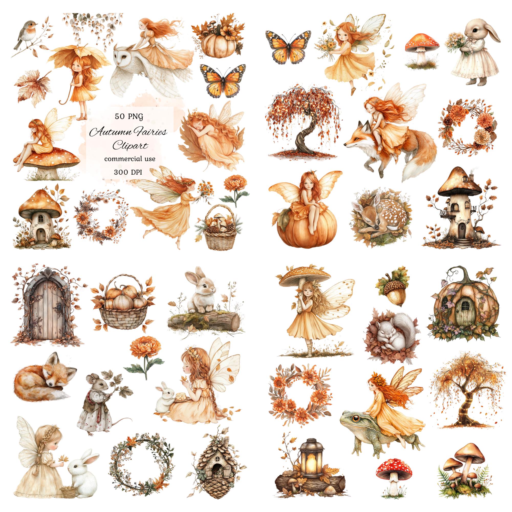 Watercolor Fairy Garden Clipart Png Bundle, Fairytale Clipart, Woodland ...