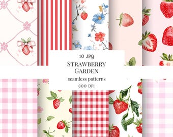 Watercolor strawberry seamless pattern, pink strawberry seamless paper, summer seamless, berry seamless, repeating pattern, fruit pattern