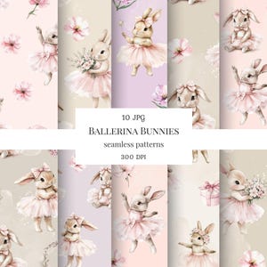 Modèle sans couture aquarelle de lapin ballerine, motif répétitif, ballerine rose sans couture, ballerine lapin, papier de scrapbooking, usage commercial