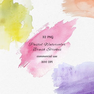 Brush strokes clipart, commercial use, pastel watercolor paint stroke clipart, digital brush strokes bundle, brush strokes png