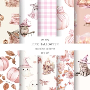 Rosa Halloween Muster, Pastell Halloween Muster, Pastell Halloween Muster, kommerzielle Nutzung, Scrapbooking, Aquarell Halloween