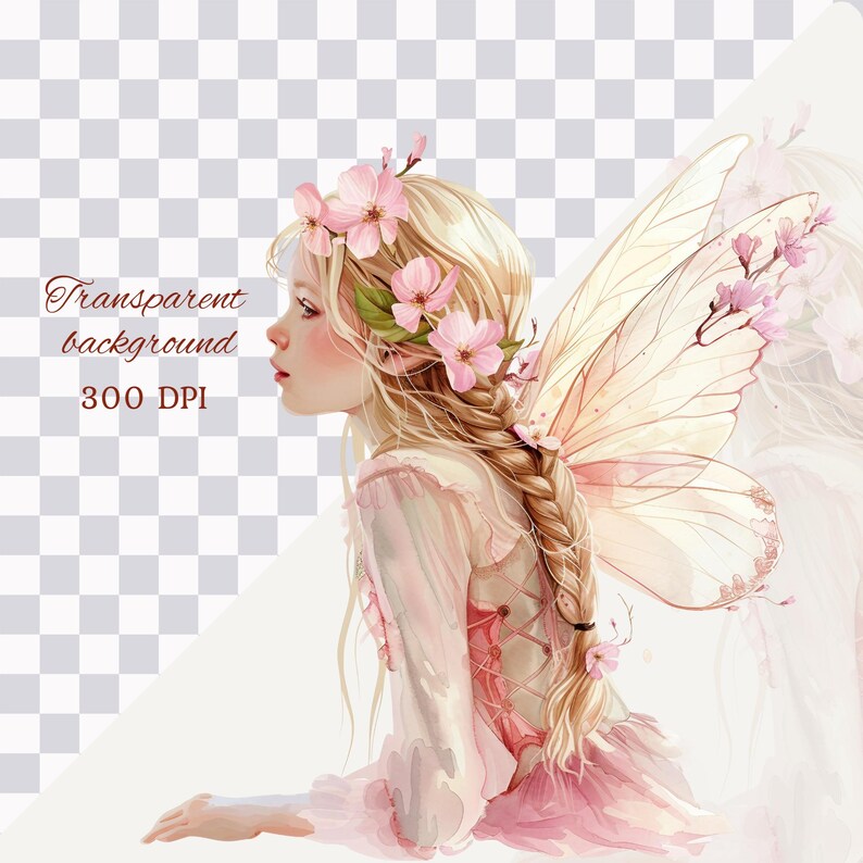 Watercolor Pink Fairy Garden Clipart Png Bundle, Forest Fairy House ...