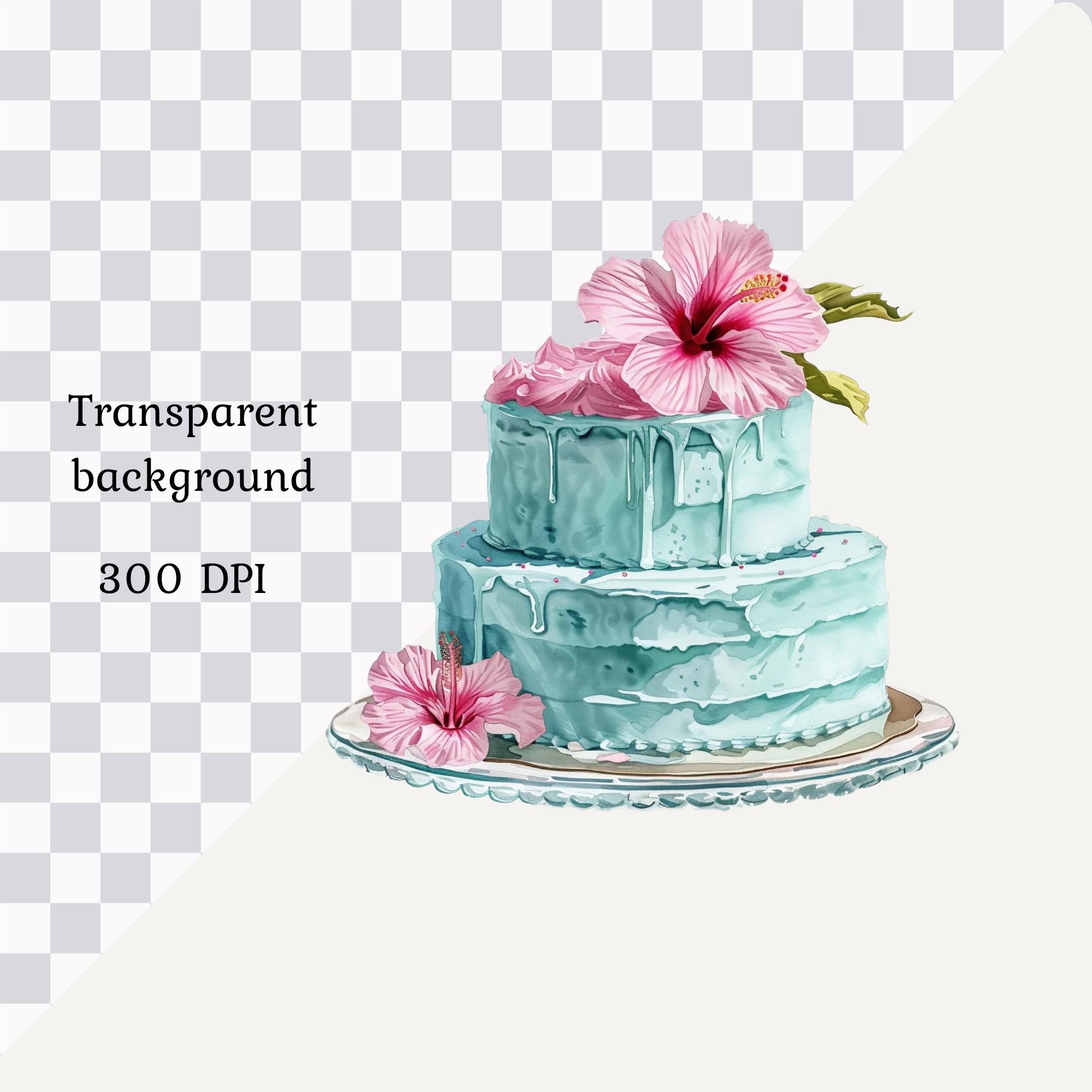 Watercolor Pastel Cakes Clipart Png Bundle, Birthday Cake Clipart ...