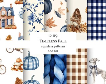 Elegant fall seamless design, fall plaid seamless, vintage fall seamless pattern, fall leaf, pumpkin, autumn background,  scrapbooking paper