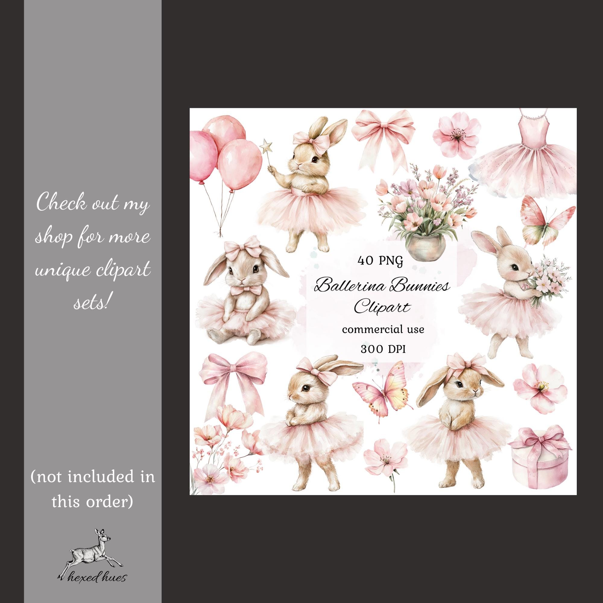 Watercolor Spring Bunny Clipart Png Bundle, Easter Bunny Clipart ...