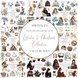 800+ Christmas clipart bundle png, watercolor christmas mega bundle, christmas png mega bundle, winter clipart, commercial use, scrapbooking