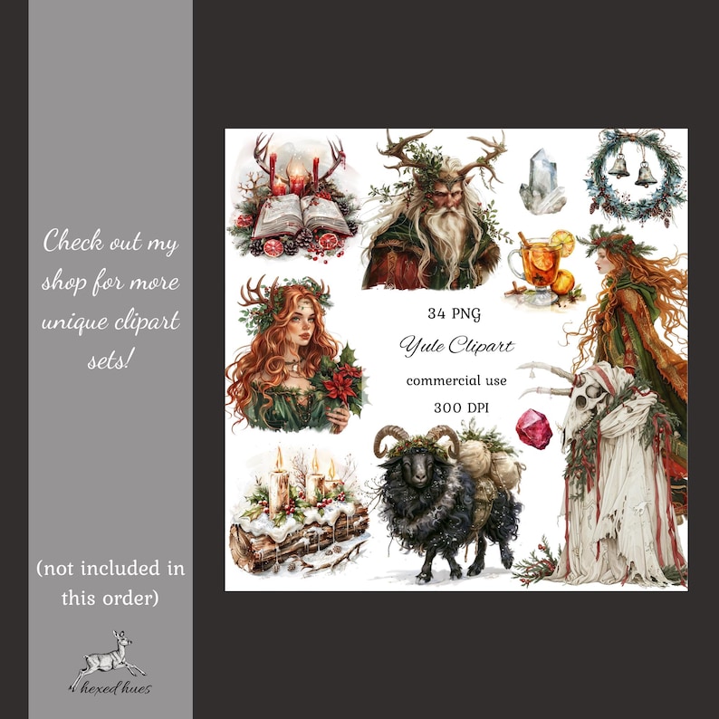 Samhain watercolor clipart png bundle, celtic neopagan wiccan clipart, witchcraft, witch clipart, commercial use, scrapbooking, junk journal image 10