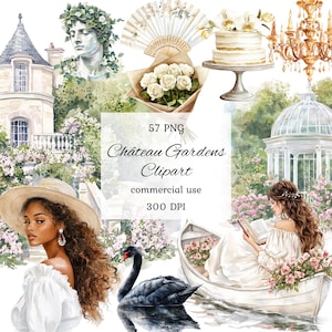 Wasserfarbe Schloss Clipart, png bündel, Vintage Clipart, Schloss Hochzeit, Schloss, Schloss, Schloss, französische Gartenhochzeit, Scrapbooking