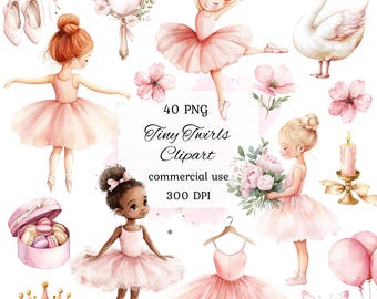 Pacote de clipart png de bailarina rosa aquarela, clipart de menina bailarina, clipart de bailarina do lago dos cisnes, clipart de bailarina fofa, scrapbooking
