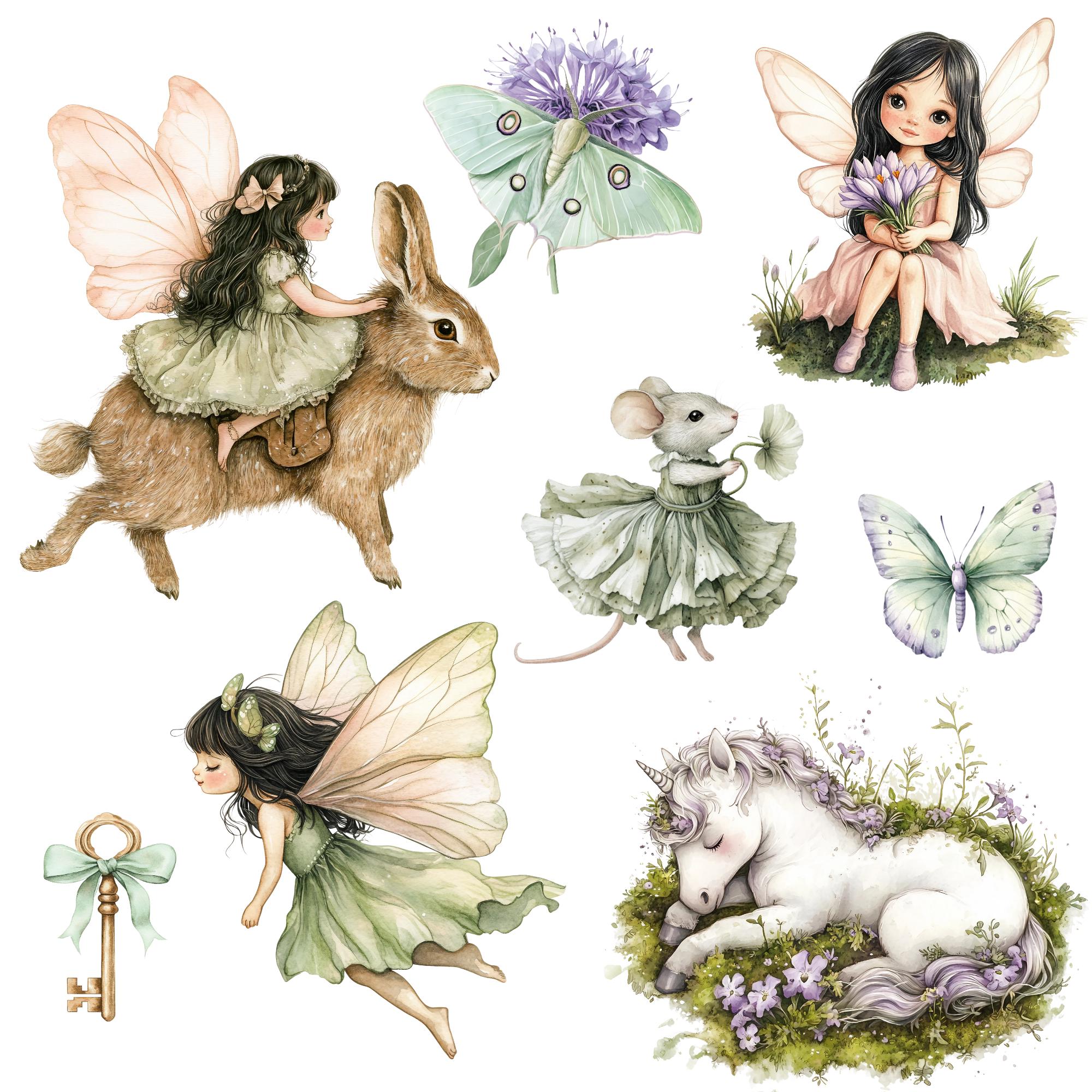 Watercolor Spring Fairy Clipart Png Bundle, Pink Fairy Clipart, Magical ...
