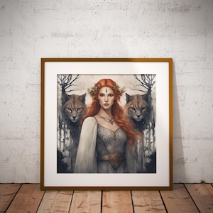 Goddess Freya Print, Norse Mythology, Witchcraft Art Print, Watercolor, Digital Download
