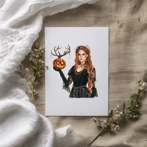 Samhain watercolor clipart png bundle, celtic neopagan wiccan clipart, witchcraft, witch clipart, commercial use, scrapbooking, junk journal image 8