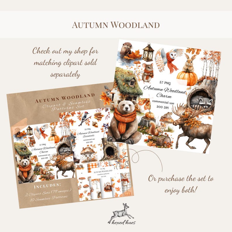 Watercolor Autumn Woodland Animals Seamless Pattern, Mushroom, Deer ...