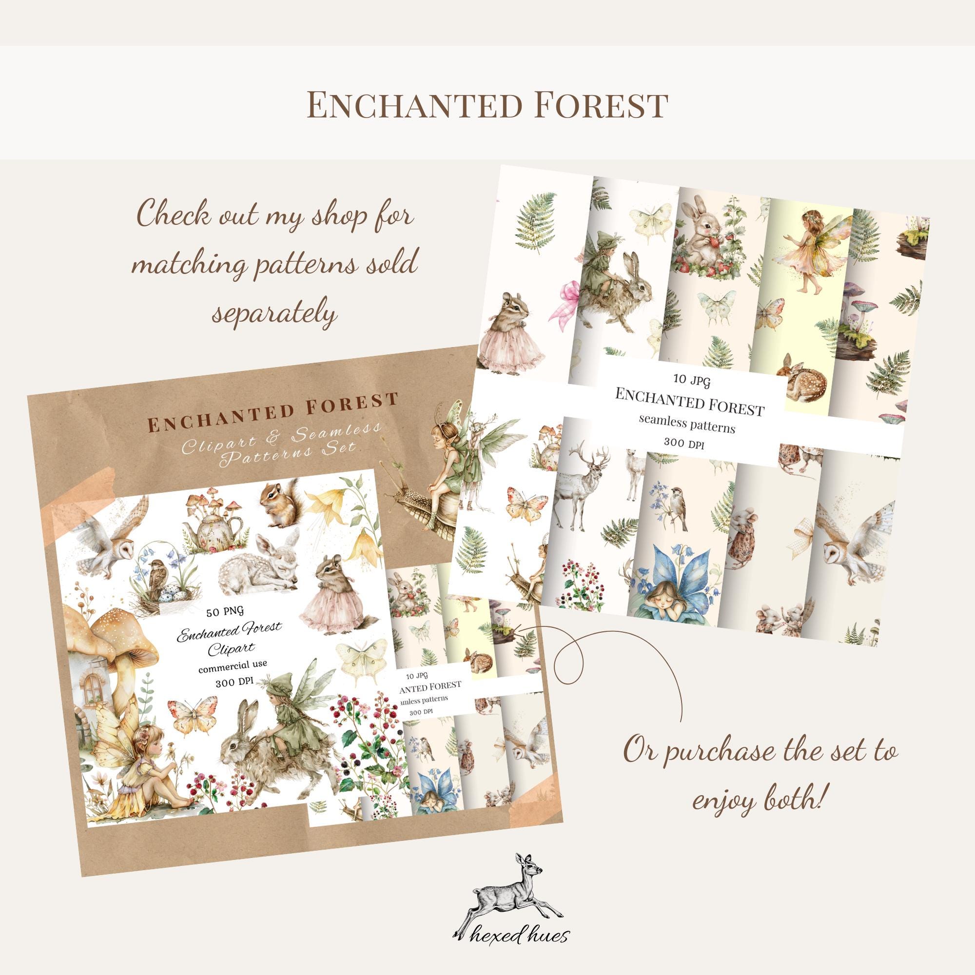 Enchanted Forest Watercolor Clipart Png Bundle, Mystical Clipart, Fairy ...