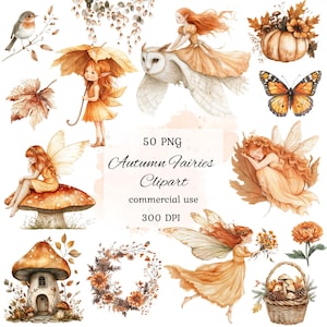 Autumn fairy clipart png bundle, autumn clipart, fairy garden clipart, fairy tale clipart, pumpkin fairy, commercial use, scrapbooking
