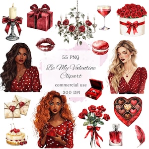 Paquete de imágenes prediseñadas del día de San Valentín en acuarela, imágenes prediseñadas de amor, imágenes prediseñadas de San Valentín, imágenes prediseñadas de globos, corazón, uso comercial, álbumes de recortes