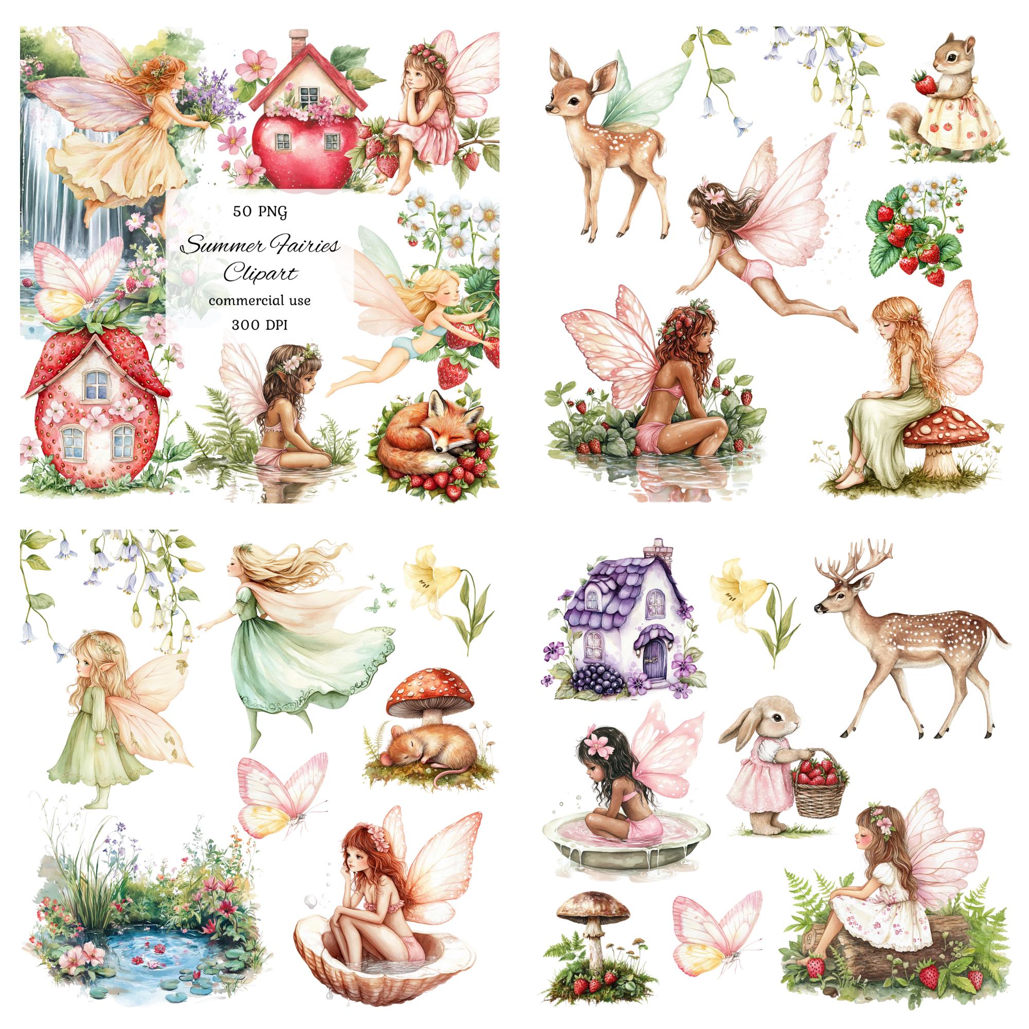 Watercolor Fairy Garden Clipart Png Bundle, Fairytale Clipart, Woodland ...