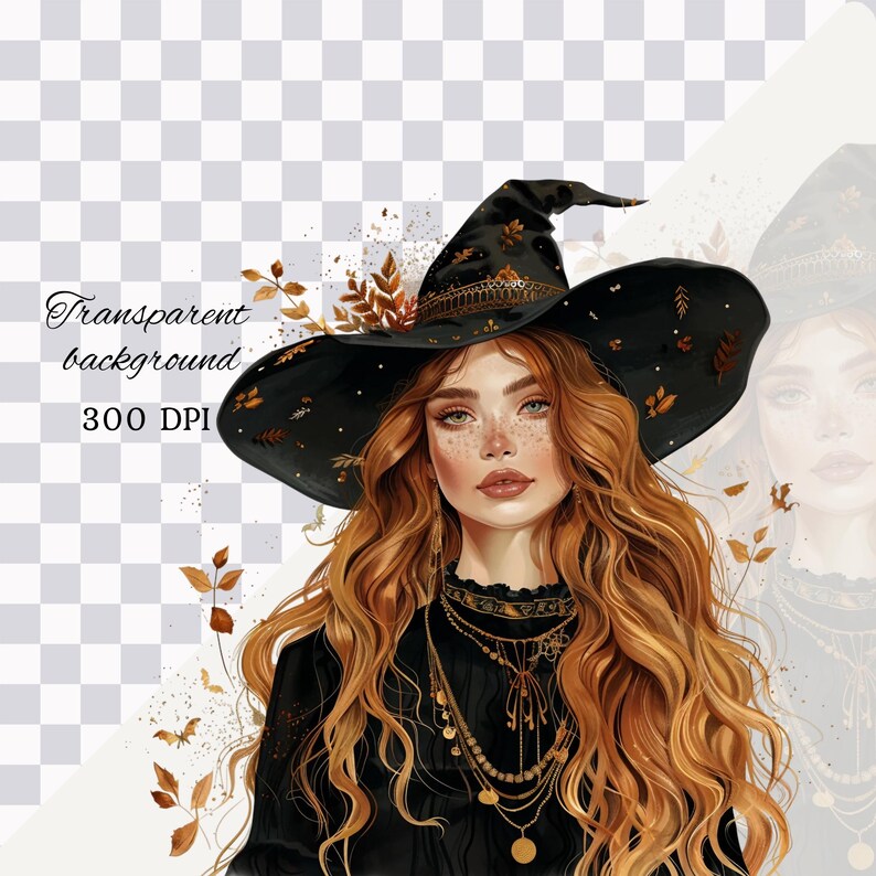 Samhain watercolor clipart png bundle, celtic neopagan wiccan clipart, witchcraft, witch clipart, commercial use, scrapbooking, junk journal image 2
