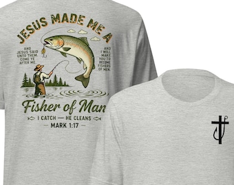 Fisher of Men Shirt Christian Fishing Cross Graphic Tee