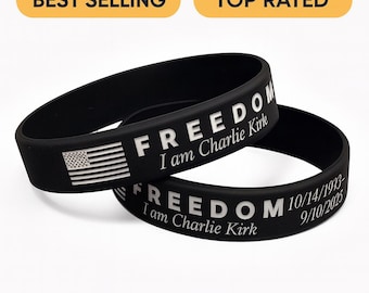 Pulsera con la bandera estadounidense grabada "FREEDOM"