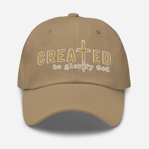 Created to Glorify God Dad Hat – Christian Embroidered Baseball Cap, Faith-Based Adjustable Hat, Religious Gift for Men & Women