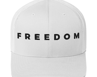 Freedom Trucker Hat Black Embroidered Patriotic Snapback Cap