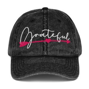 Faith-Inspired Vintage Cotton Twill Cap – “Grateful” Embroidered Dad Hat, Christian Unisex Adjustable Baseball Cap, Religious Gift Idea