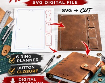 A5 Sammelmappe SVG Vorlage Planerhülle Muster 6 Ring Organizer Digital Download