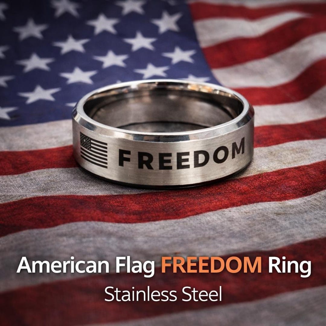 Freedom Ring | Stainless Steel Ring | Charlie Kirk Forever | 8mm Wide ...