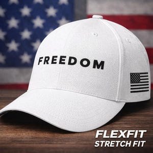 Freedom Flexfit Hat Embroidered Patriotic Cap American Flag Fitted Stretch Fit Gift