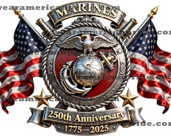 Marinkårens 250-årsjubileumsemblem • Patriotisk militärdekor • Minnesgåva 1775–2025 • Konstverk som hyllar veteraner