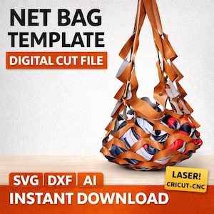 Leather Net Bag SVG Cut File Mesh Template Laser Cricut Pattern Digital Download